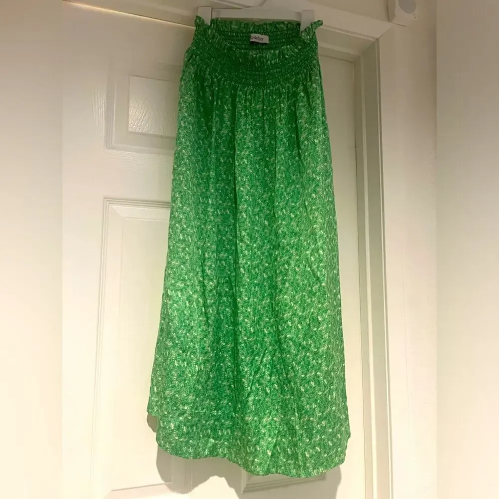 NWOT Rodebjer Hayly Maxi Skirt XS (fits up to Med IMO) green and white